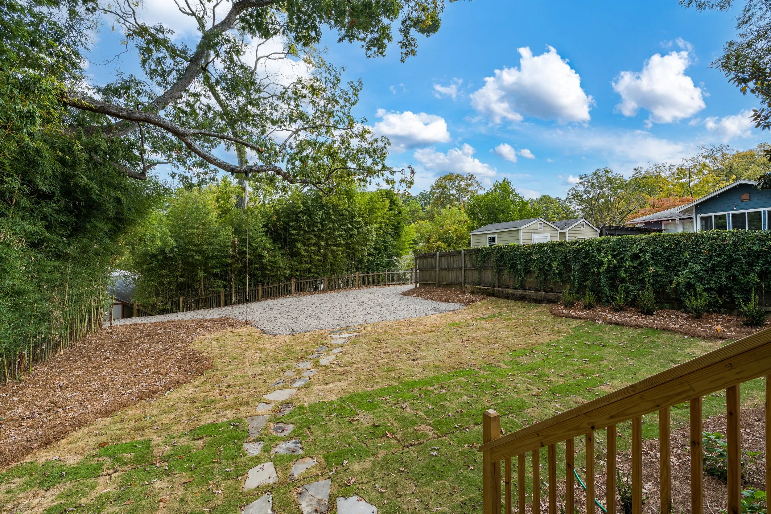 A backyard of a  historic registered house located in Avondale neighborhood of Birmingham, AL. Renovation of this craftsman bungalow type home gave curb appeal to the existing neighborhood. project by B Group Architecture Inc. 