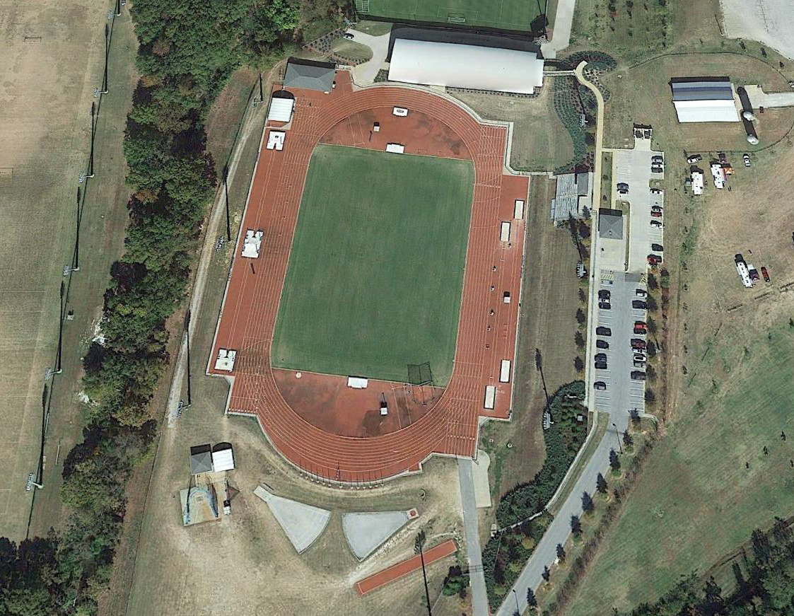 Aerial view of the Auburn University Track. Project by B Group Architecture, Inc.