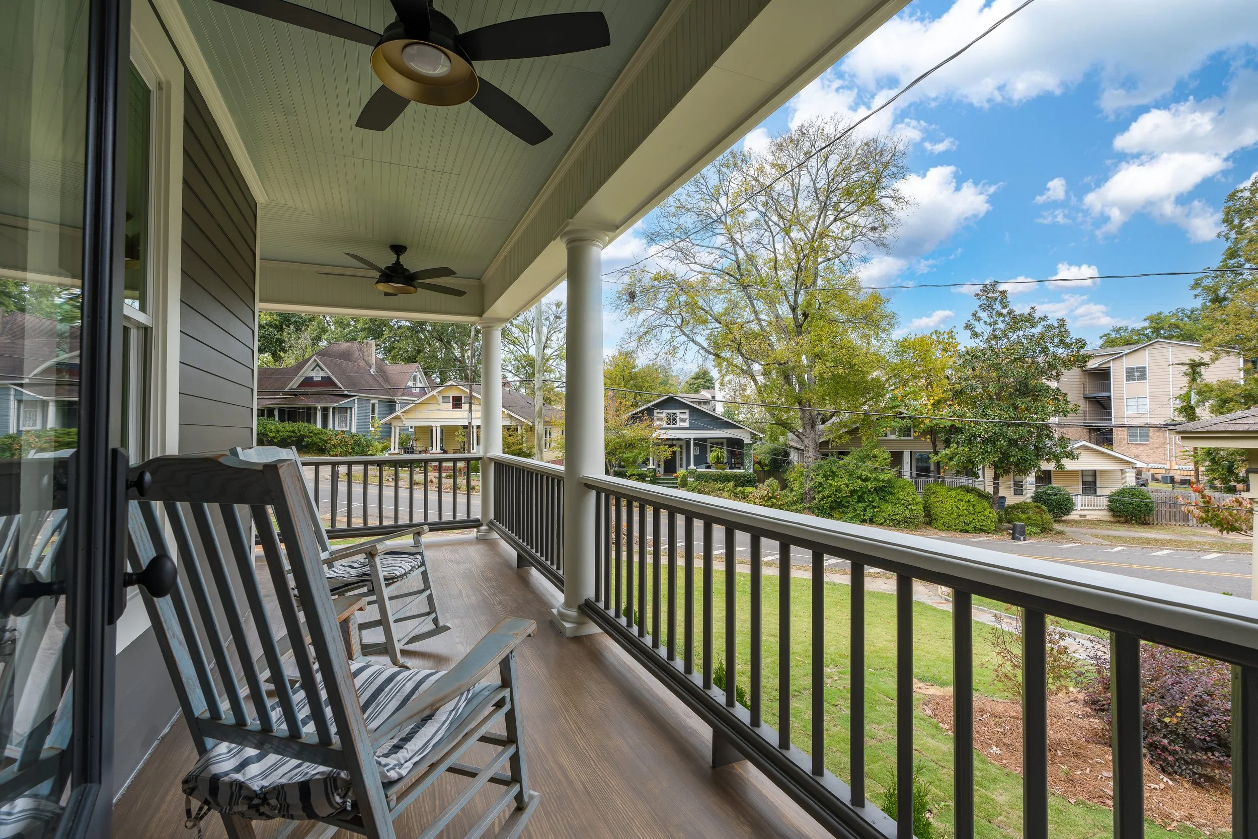 A historic registered house located in Avondale neighborhood of Birmingham, AL. View from the covered porch. project by B Group Architecture Inc. 