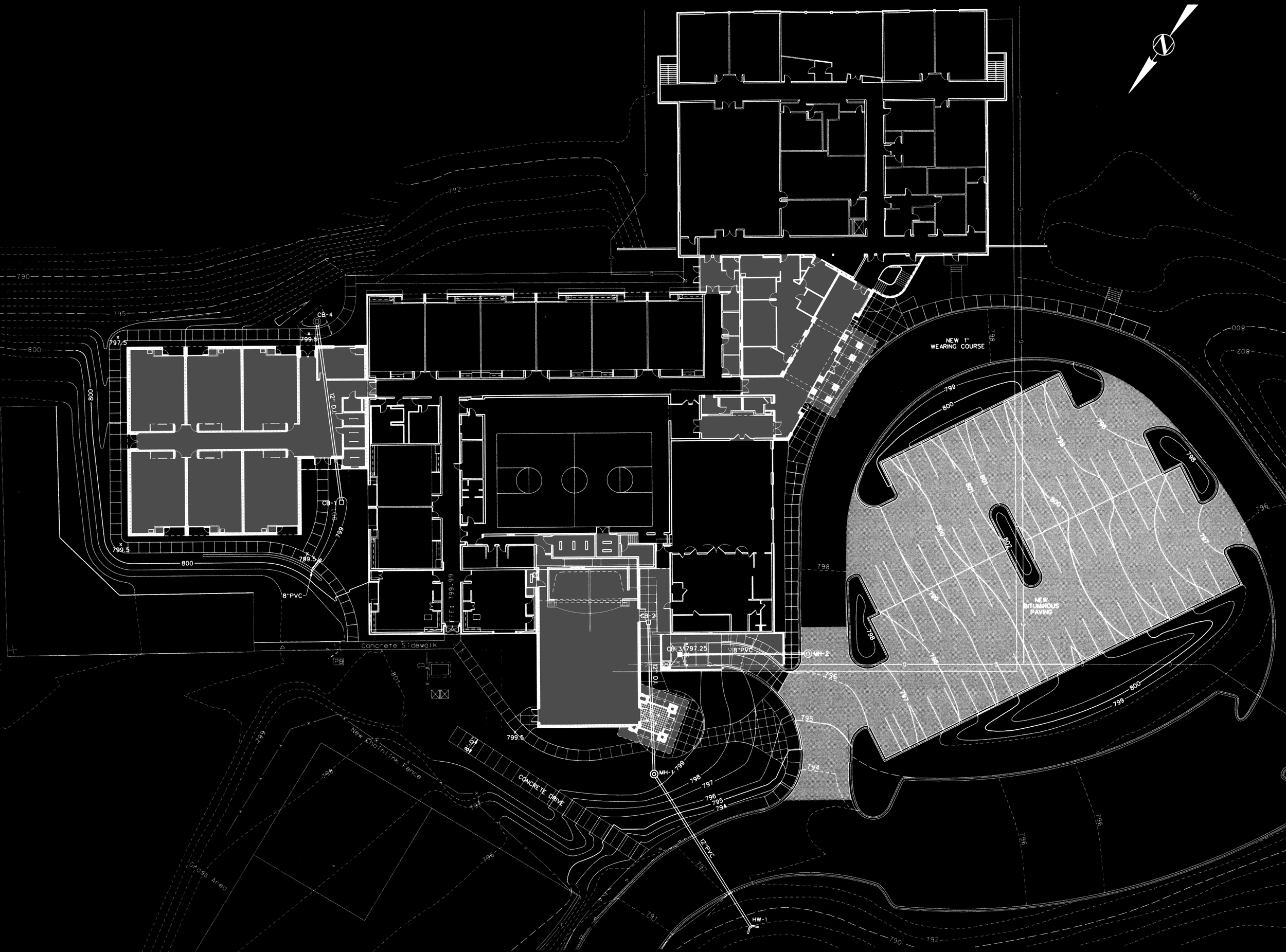 Floor Plan Exterior view of the Cherokee Bend Elementary School in Mountain Brook, AL. project by B Group Architecture, Inc.