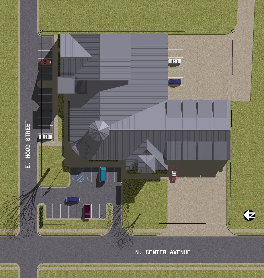 Aerial view of a the Piedmont, Alabama Fire Station. project by B Group Architecture, Inc.