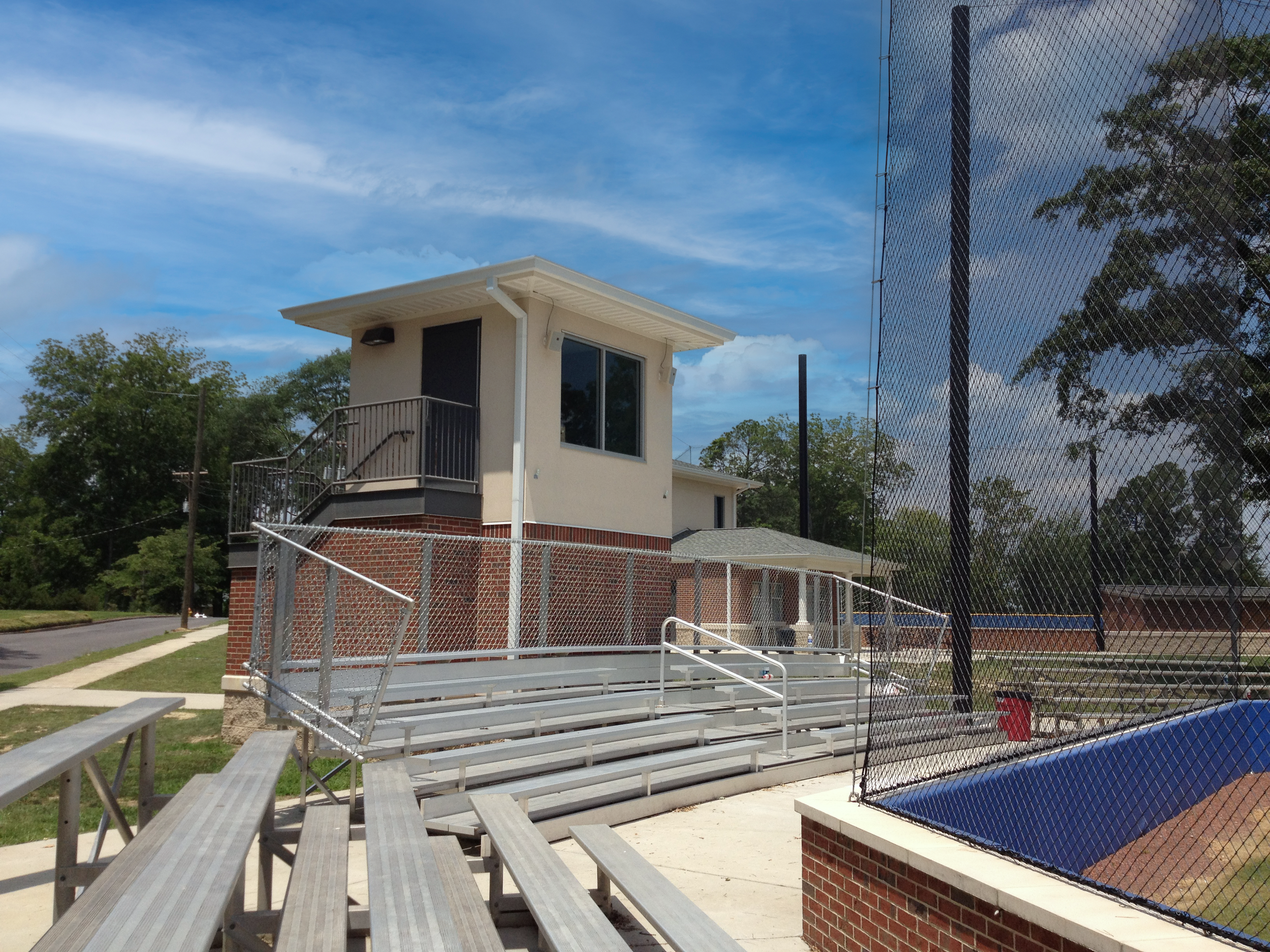 View of the softball concessions at the Athletic Fields at Snead State. project by B  Group Architecture, Inc.