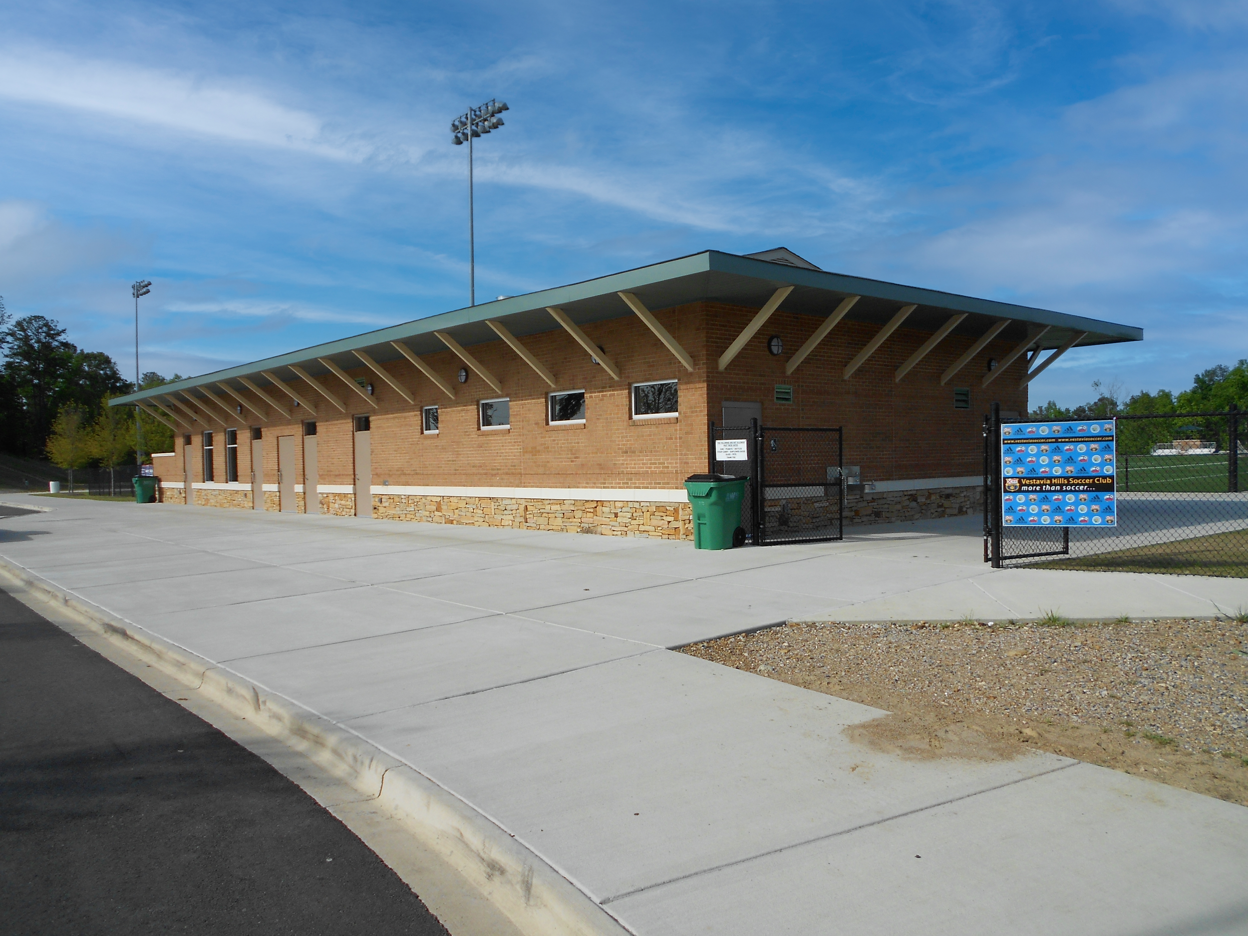 View of the field house at the Vestavia Sports Park project by B Group Architecture, Inc.