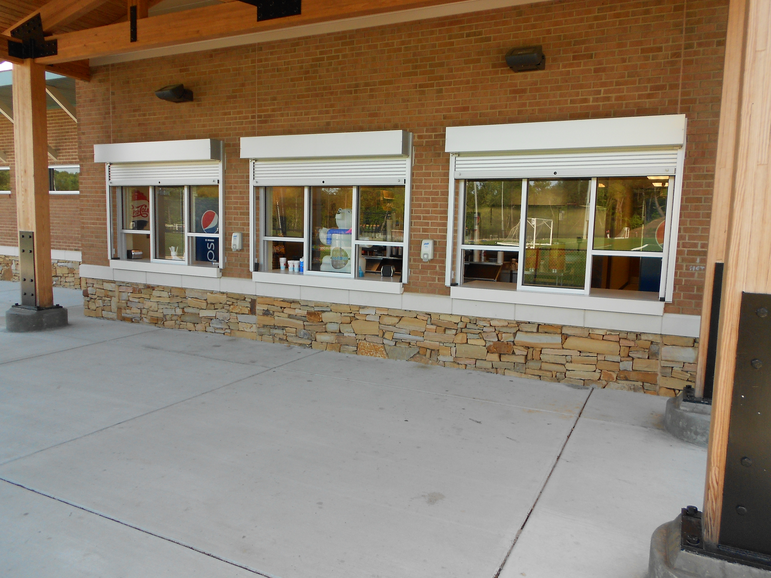 View of the concessions and pavilion at the Vestavia Sports Park project by B Group Architecture, Inc.
