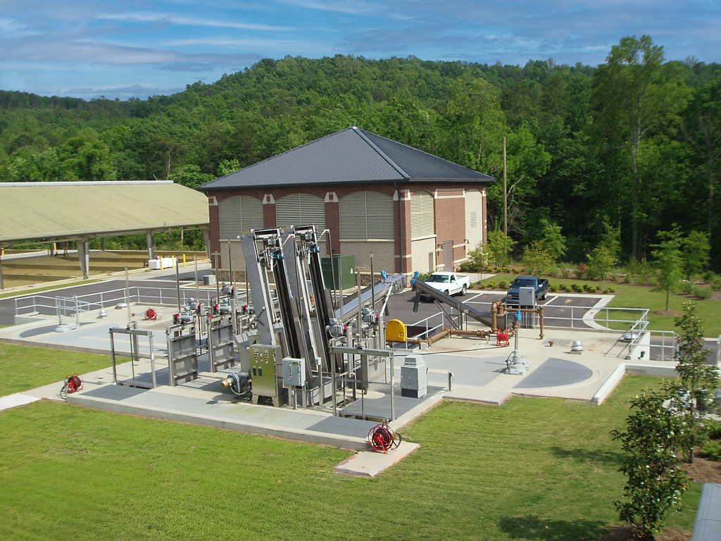 A water treatment facility  at Turkey Creek Wastewater Treatment Plant with  industrial equipment -project by B Group Architecture, Inc. 