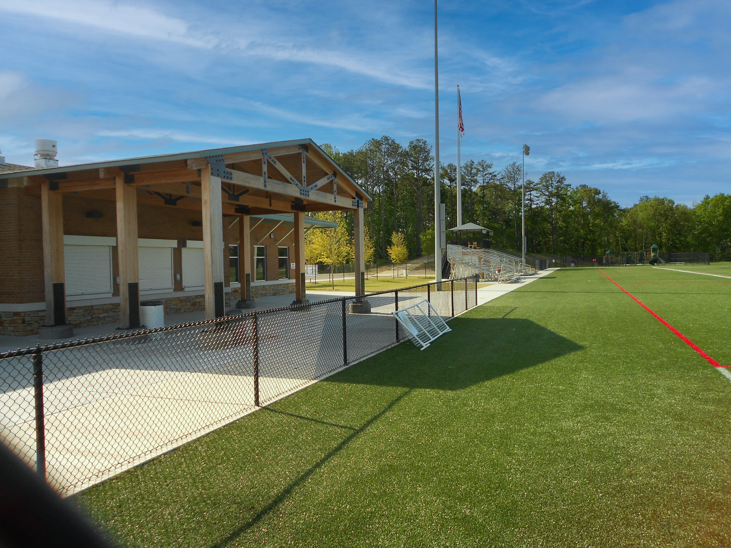 View of the concessions and pavilion at the Vestavia Sports Park project by B Group Architecture, Inc.