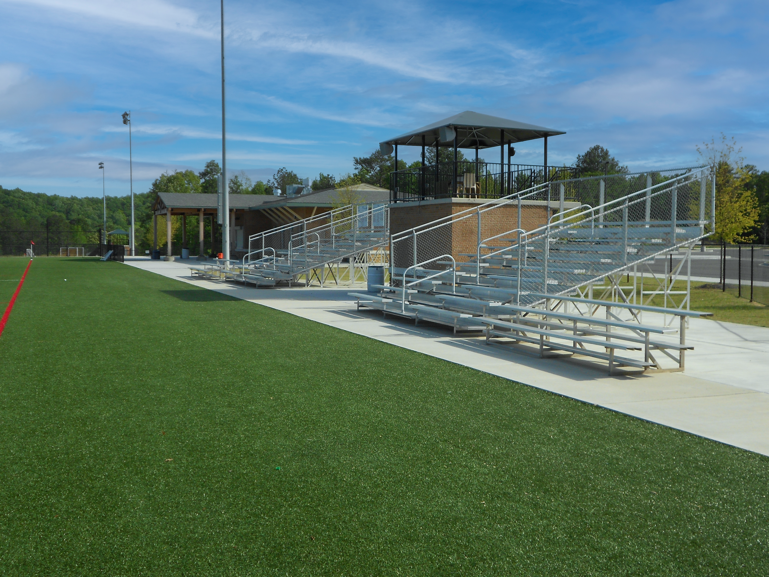 View of the bleachers at the Vestavia Sports Park project by B Group Architecture, Inc.
