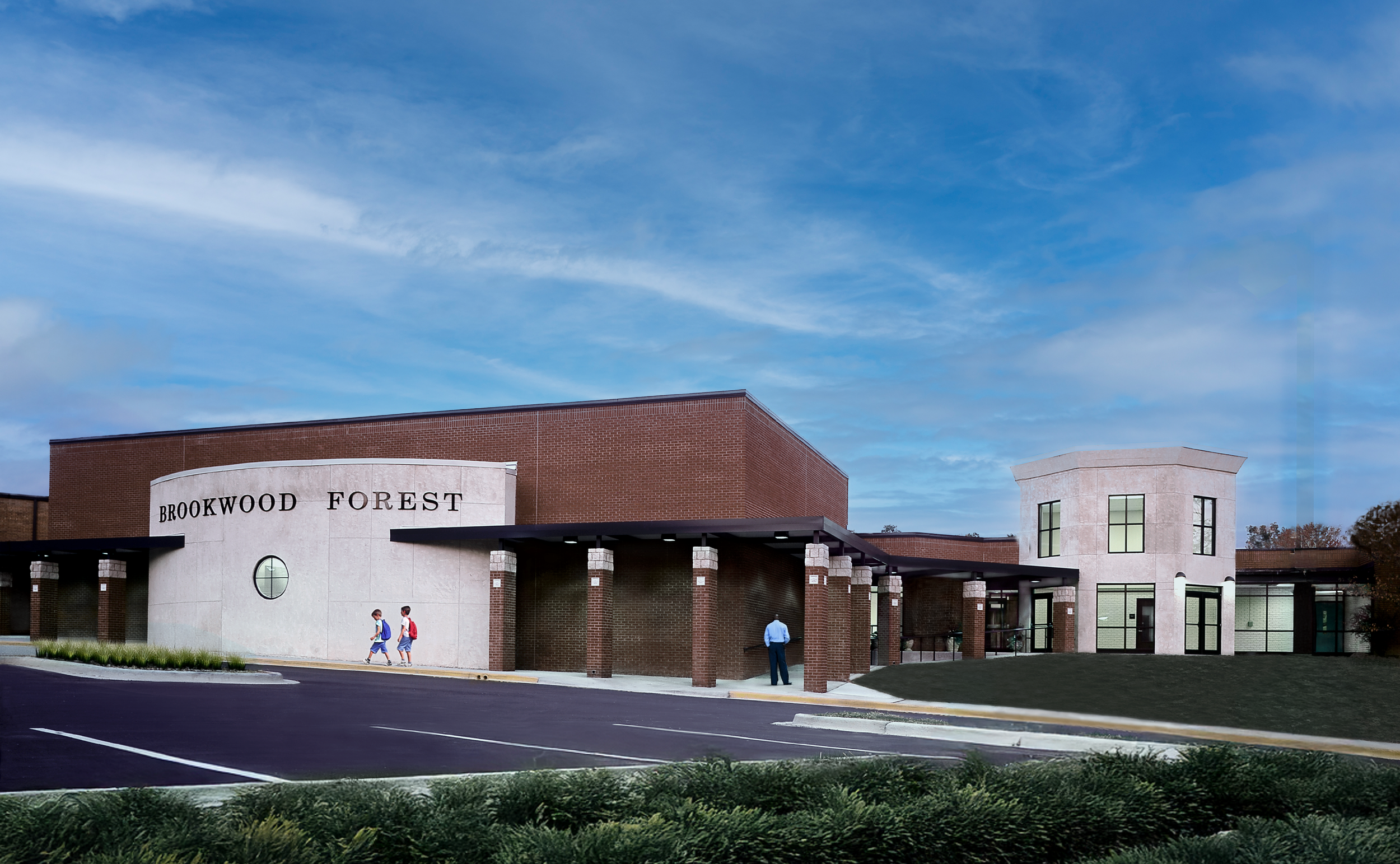 Exterior view of Brookwood Forest Elementary School. project by B Group Architecture, inc.