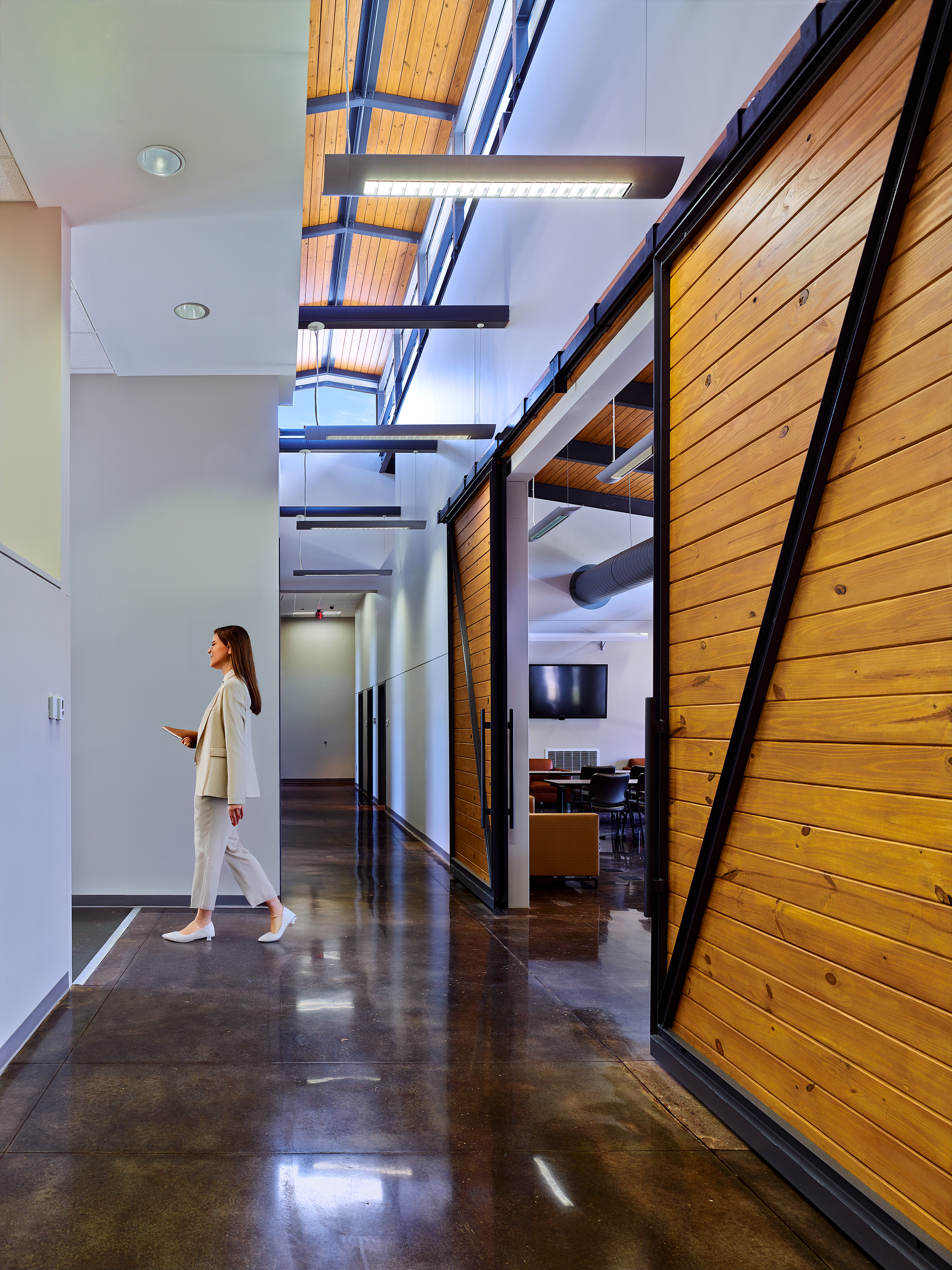 W.A Warner Williams Water treatment plant's LEED accredited modern building complex with natural materials and clerestory  -project by B Group Architecture,  Inc.