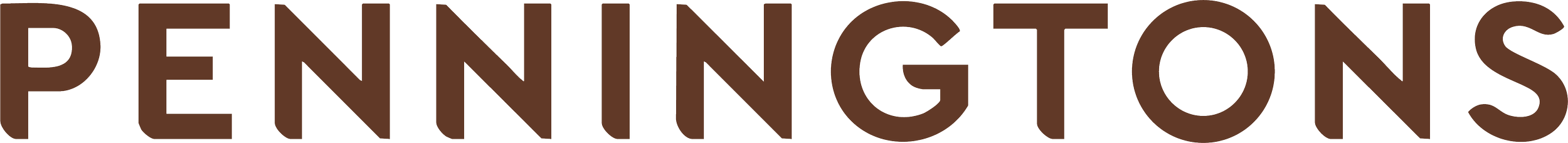 Large text spelling 'PENNINGTONS' in brown capital letters.