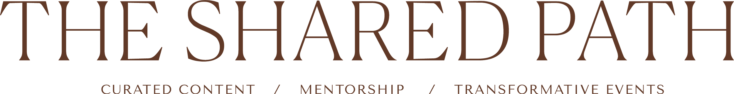 The image features the logo for 'The Shared Path,' an organization focusing on curated content, mentorship, and transformative events.