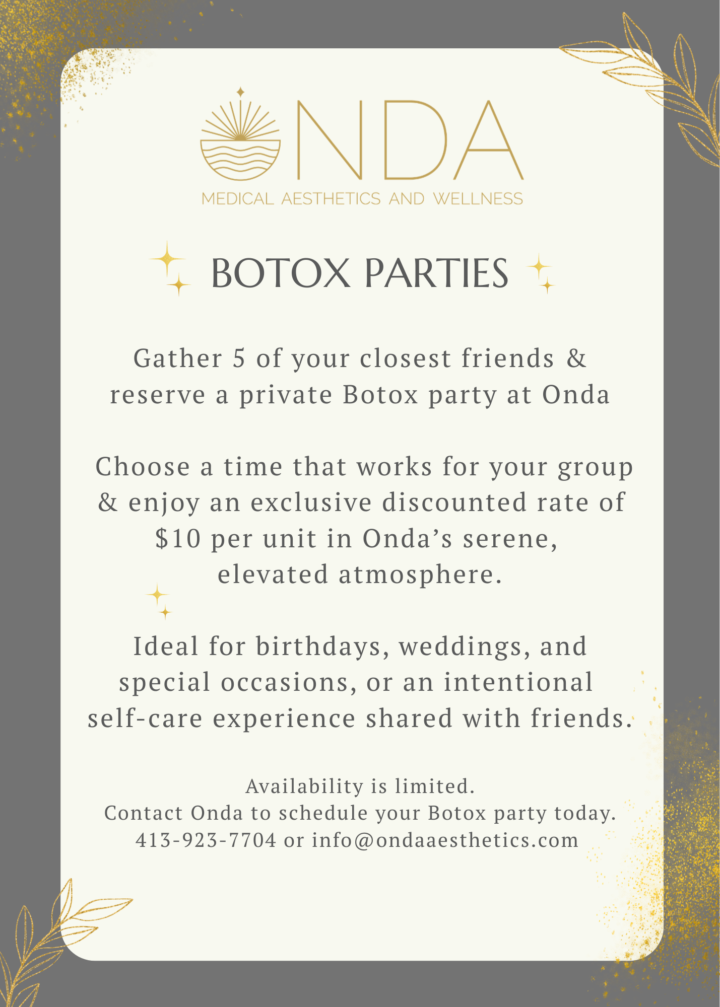 Botox Parties — Onda Medical Aesthetics and Wellness
