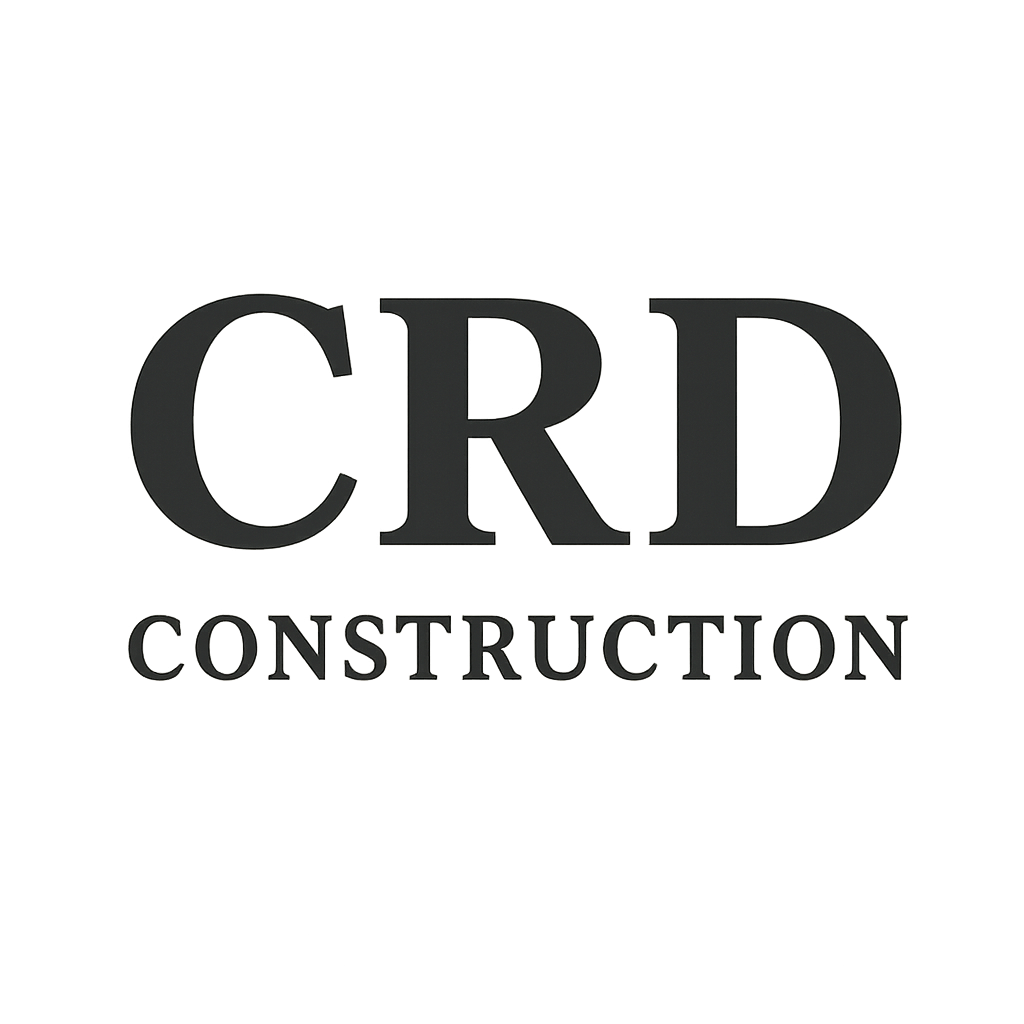 CRD Construction logo in black and gray with large initials 'CRD' and smaller word 'Construction' underneath.