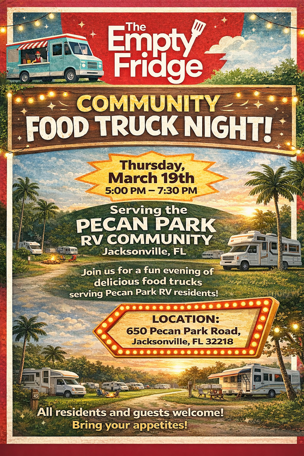 Pecan Park RV Park Community FOOD TRUCK Night