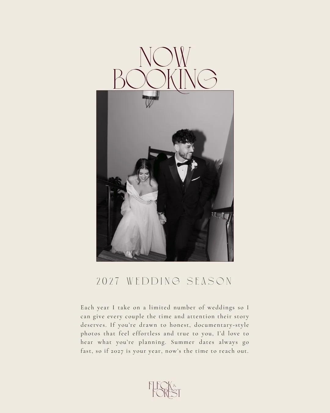 2027 wedding enquiries have started rolling in so thought I better make it official 🥂