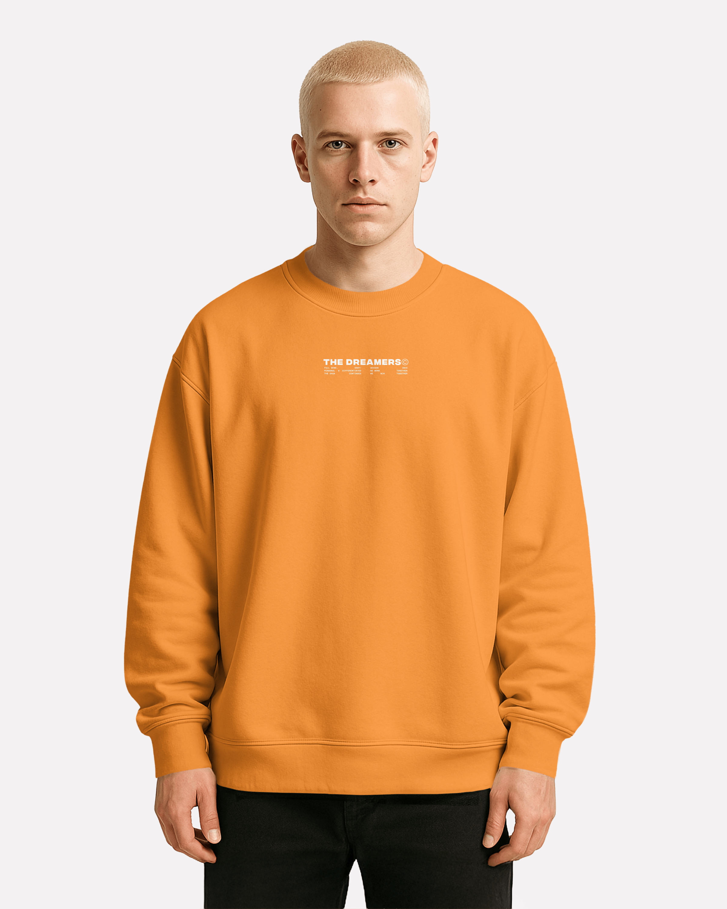 thedreamers_Merch_crewneck_orange#FF891F_model_vorne.png