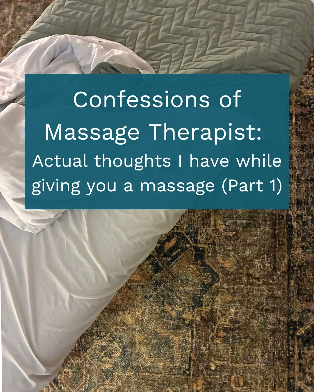 Ever wondered what your massage therapist is thinking about? 

There's obviously much more to it than this (like thinking about what muscle I'm working on or considering what technique might be best for something), but this is a sneak peak of what go