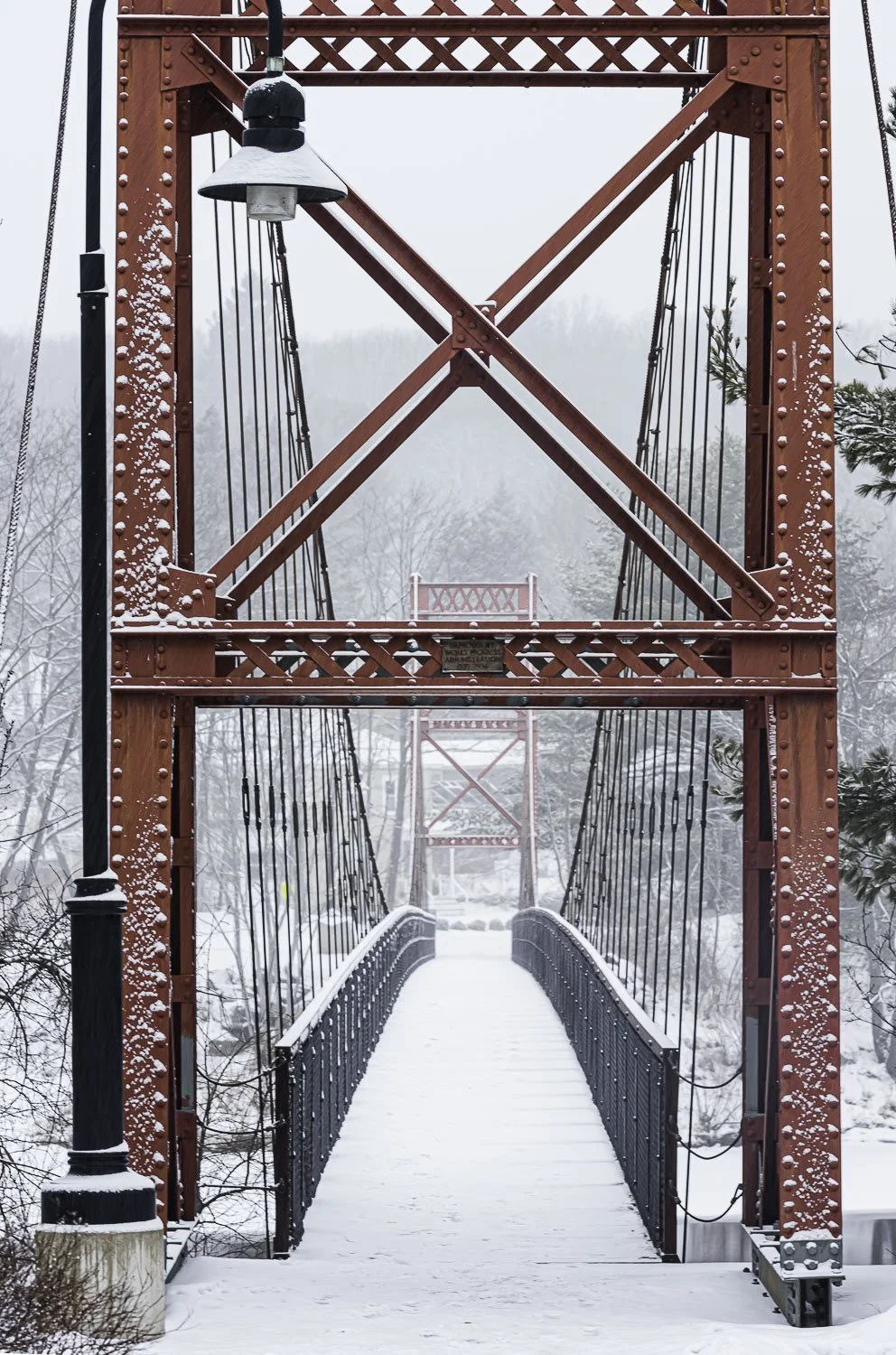 Swinging Bridge in the Snow