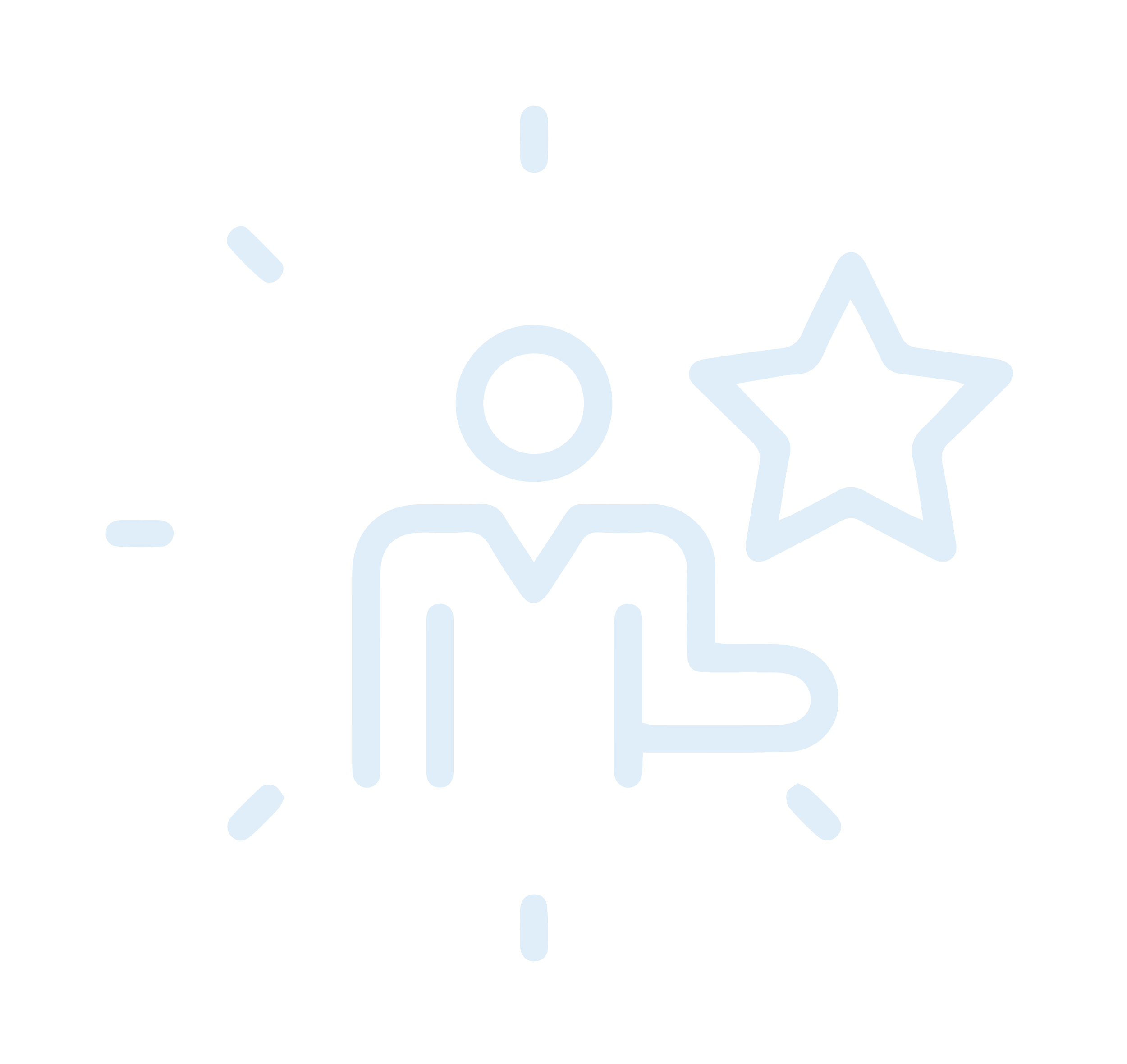 Blue icon outline of an adult  holding a star.