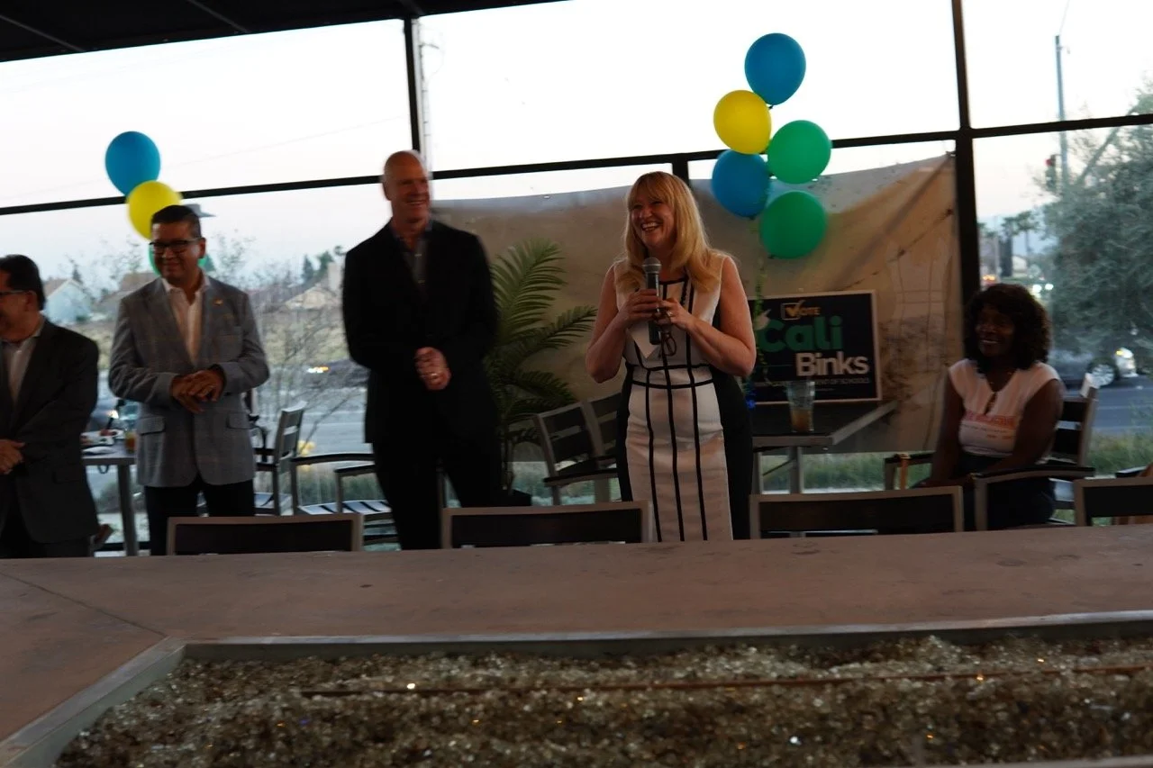 Cali speaking to the event guests about her running for San Bernardino County Superintendent in a different angle.
