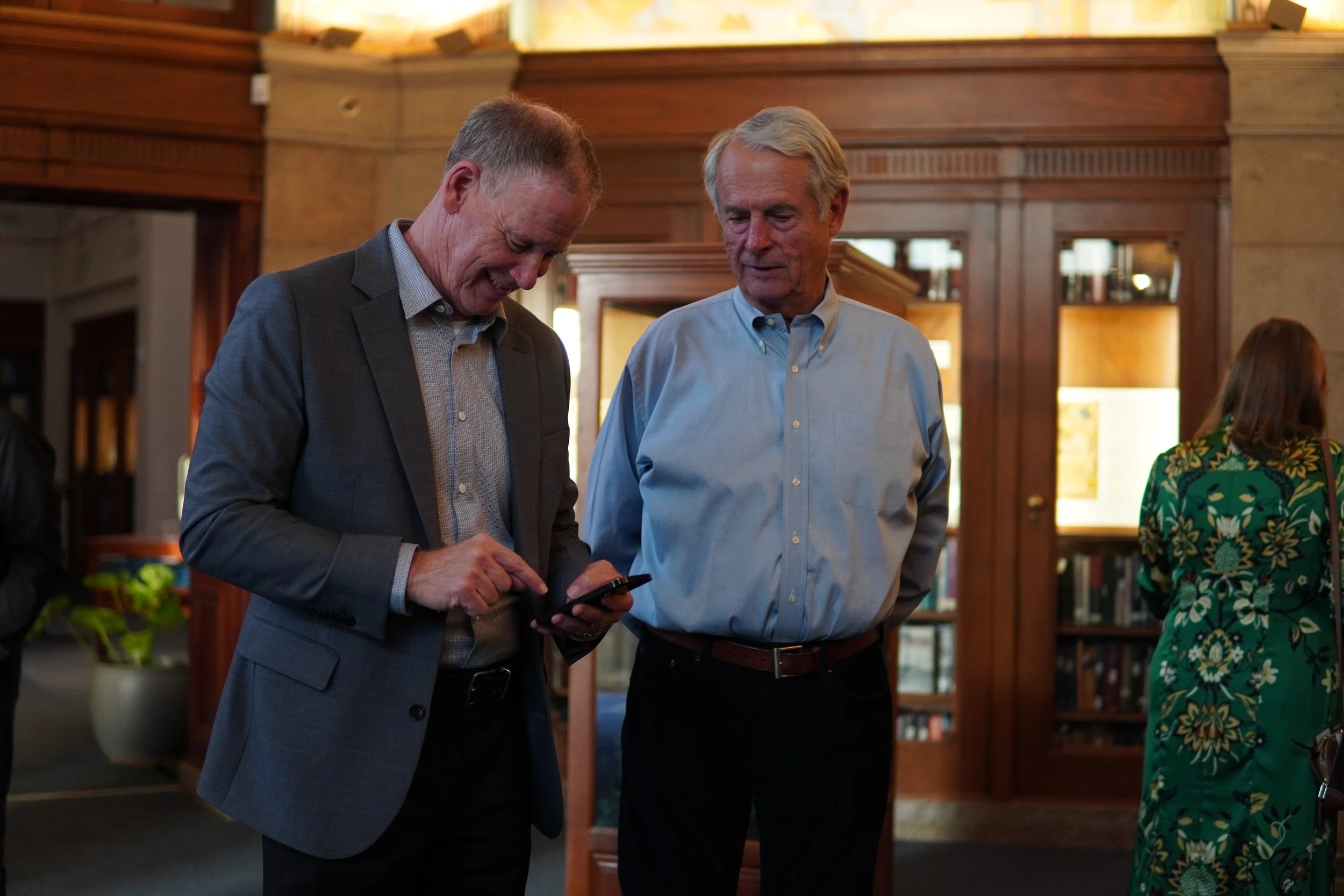 Two adults networking