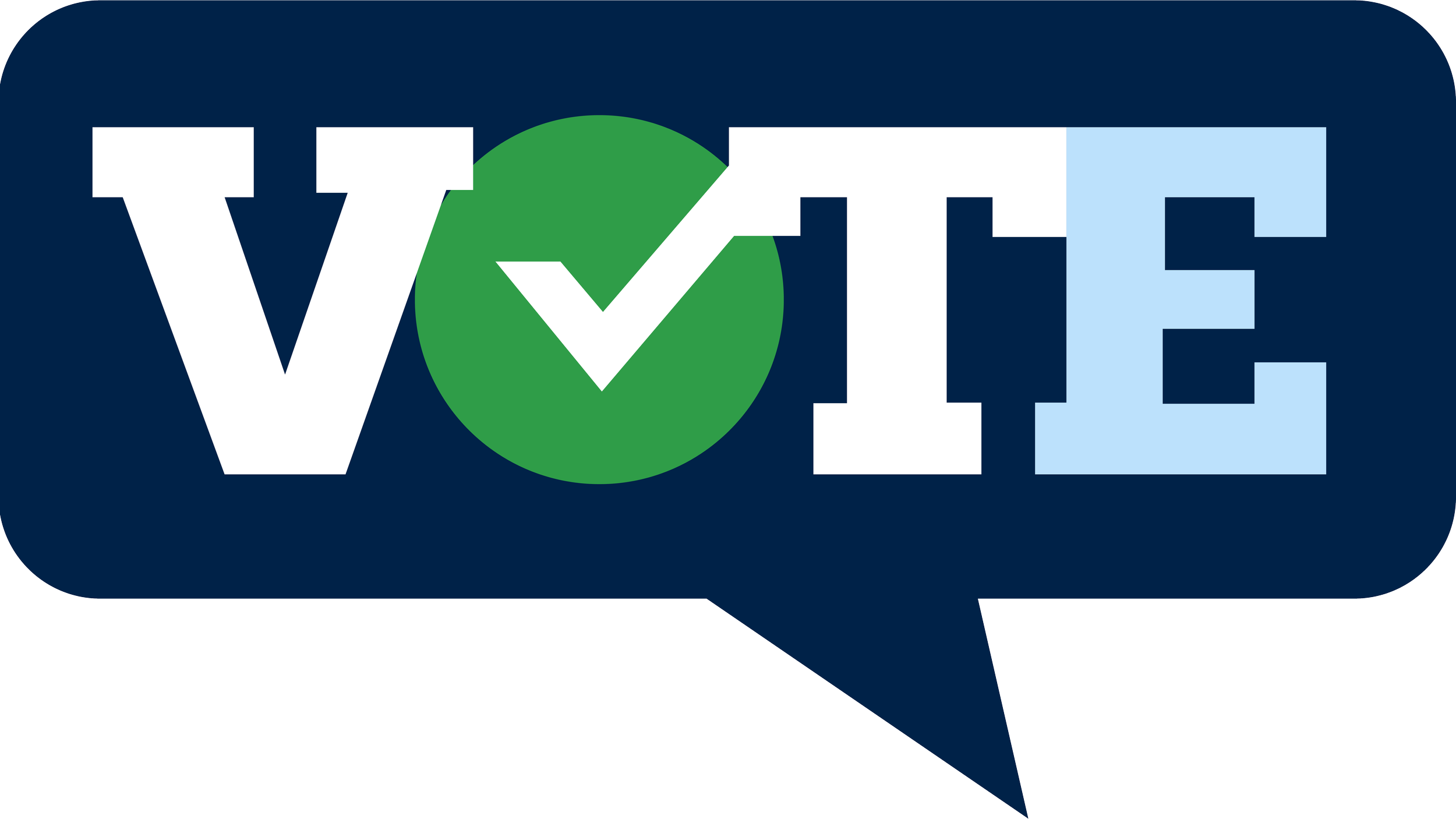 Graphic with a circle and check mark in the word "Vote"