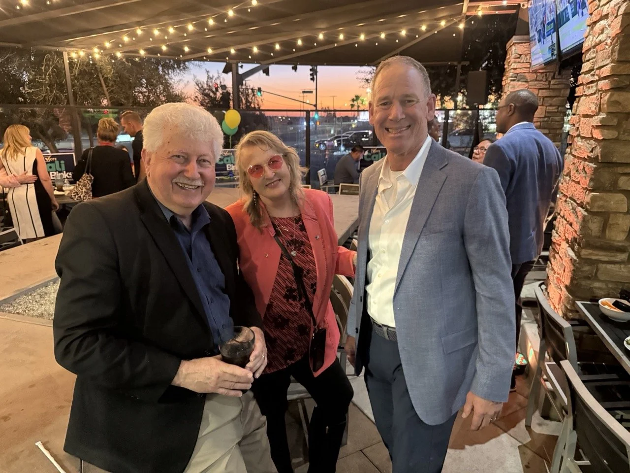 Dale Marsden posing with Eric Swanson, School Board Member, Hesperia Unified School District and guests.