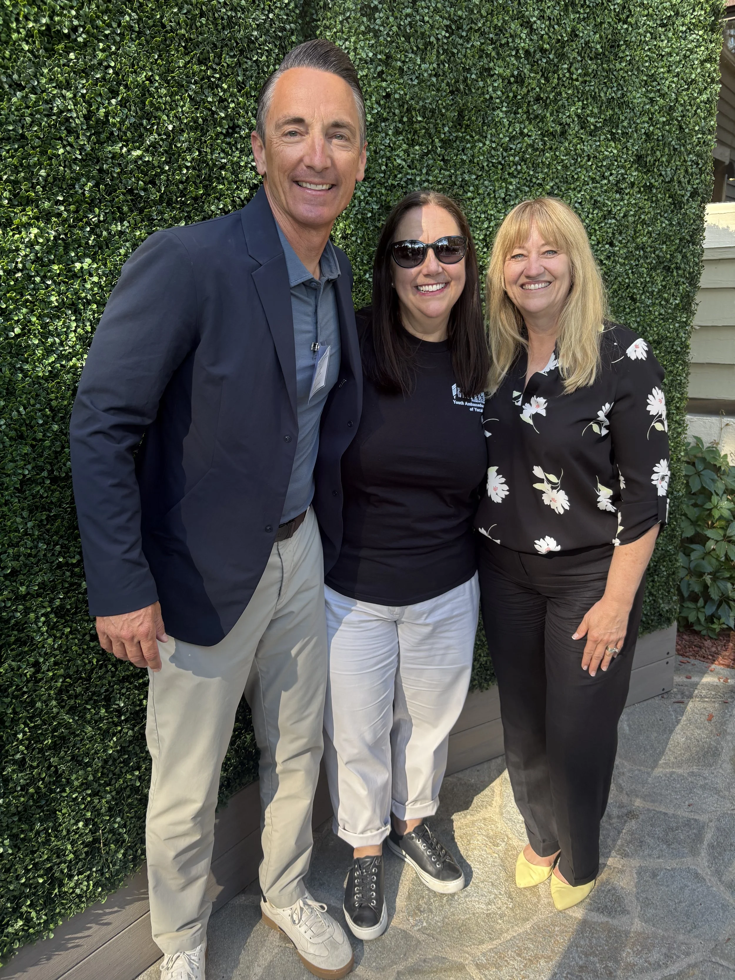 Cali with Erin Gruwell, founder of Freedom Writers and Ryan Holman, Superintendent of Snowline Joint Unified School District.