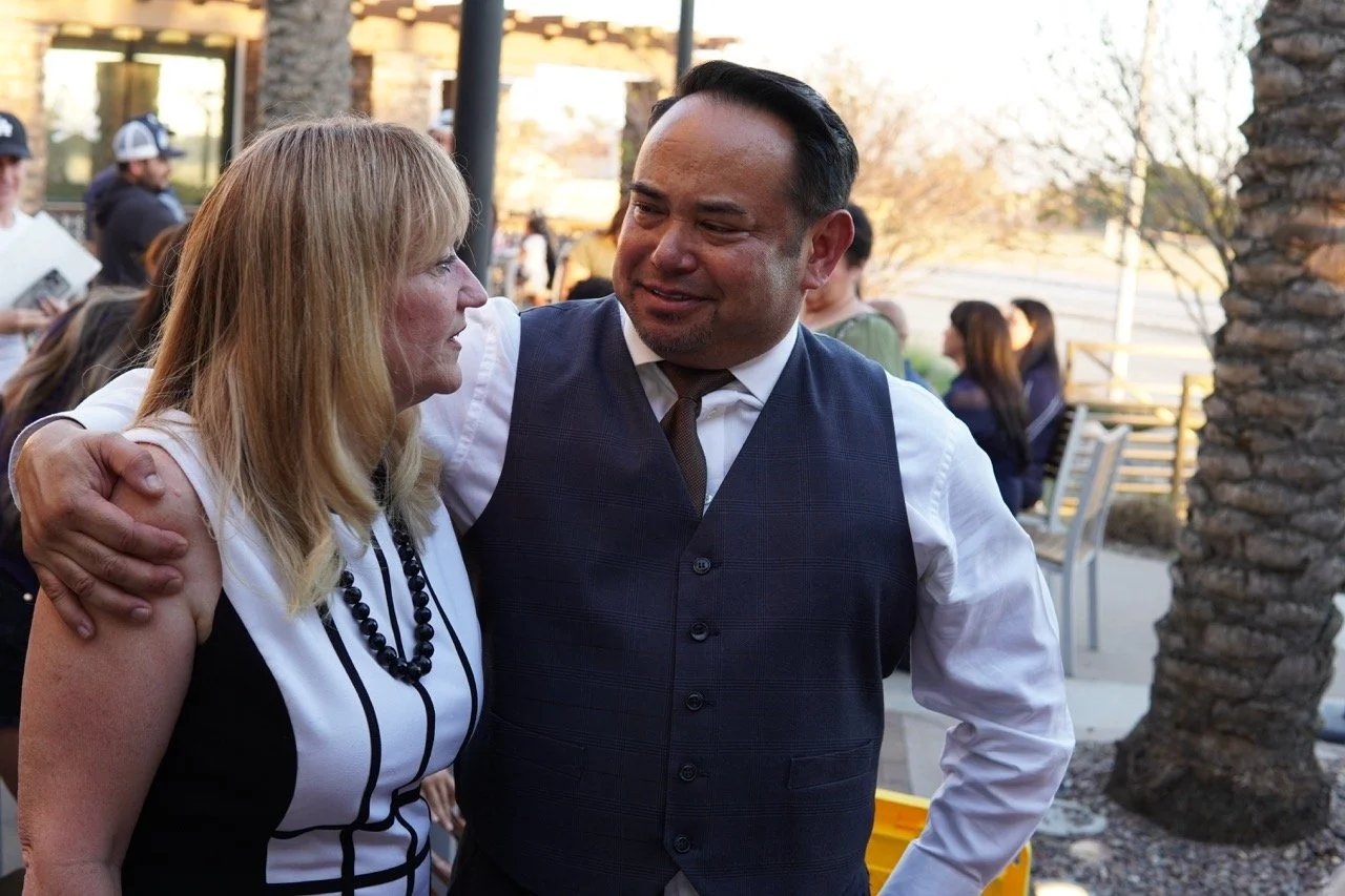 Cali speaking to Dr. Scott Wyatt, San Bernardino City Unified School District Board Member.