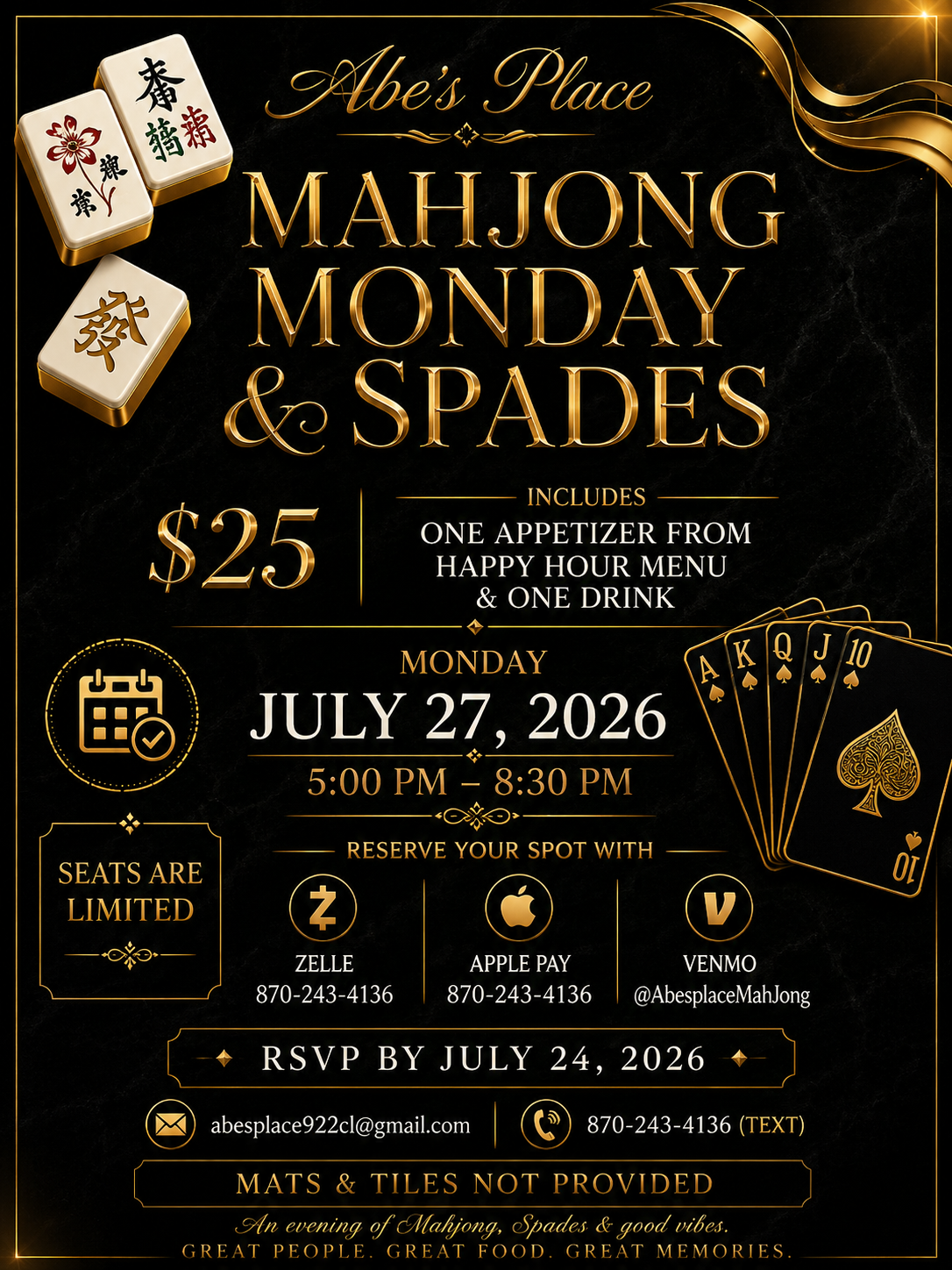 Mahjong Monday and Spades July 27, 2026.png