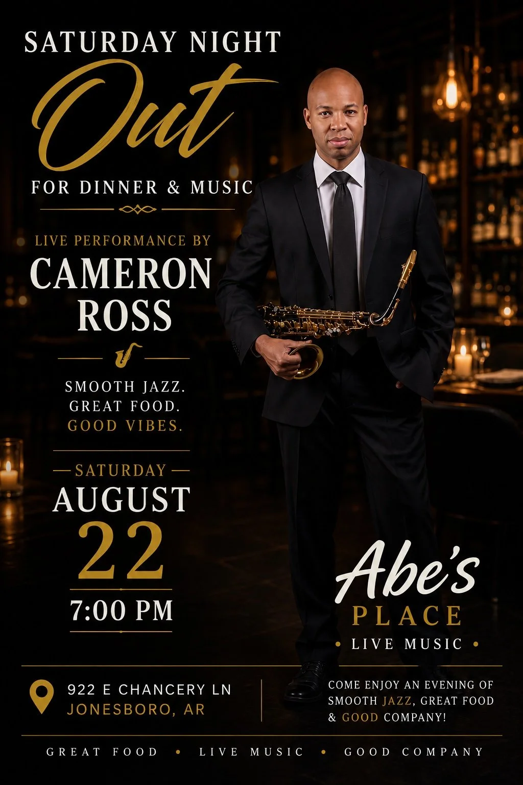 Cameron Ross August 22, 2026 @ 7pm