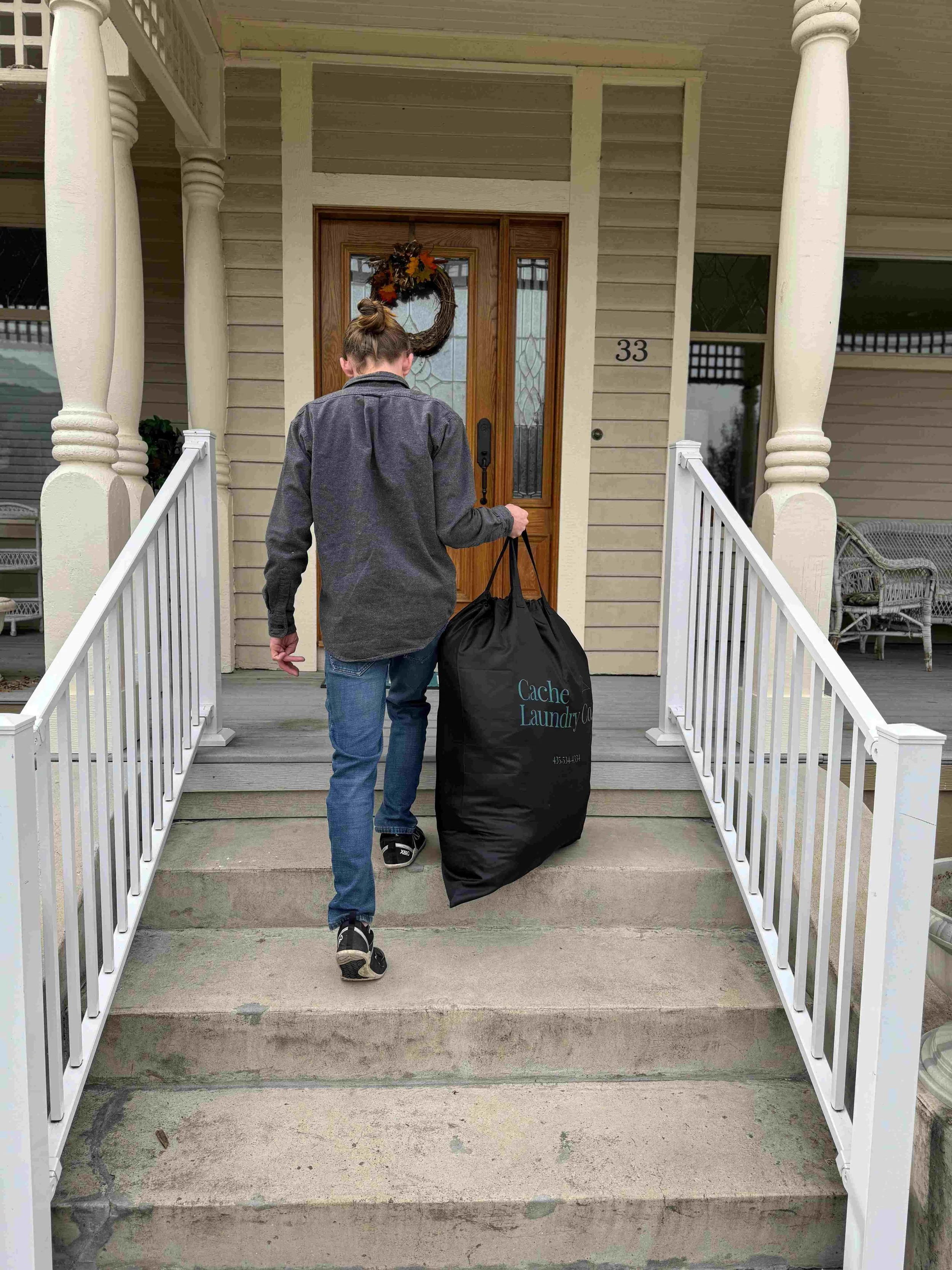 Laundry delivered on porch