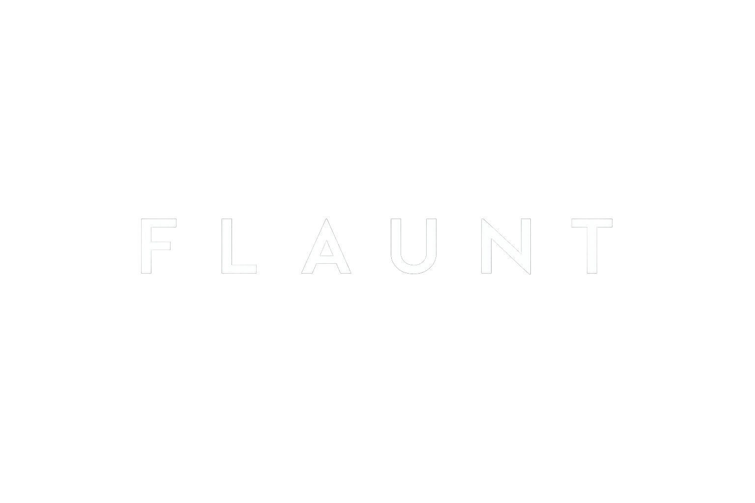 Black text that reads 'Flaunt' on a white background.