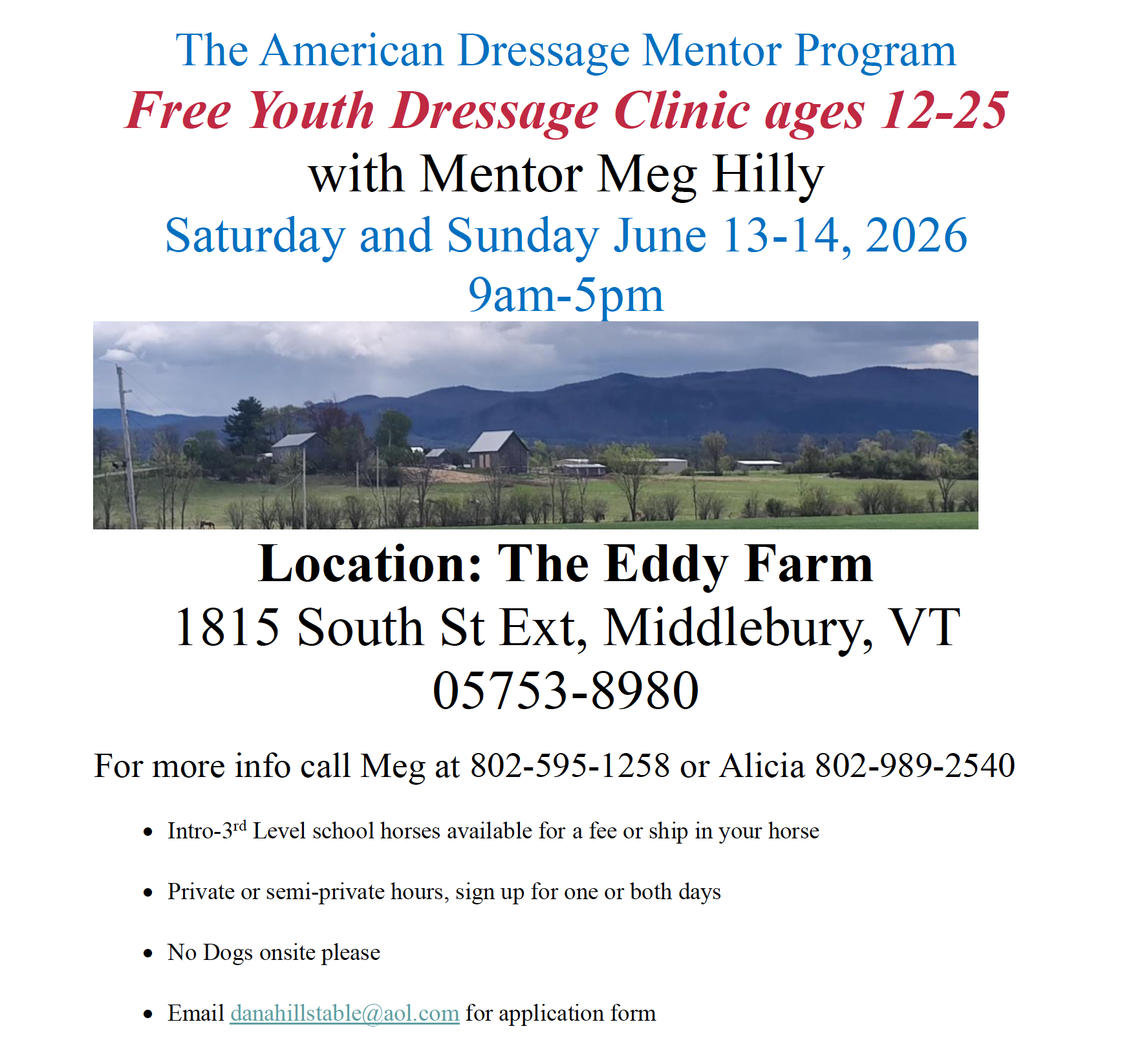 Free Youth Dressage Clinic ages 12-25