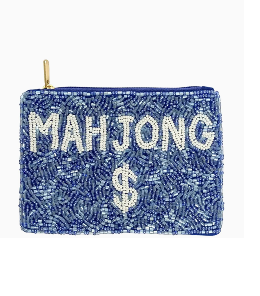 Blue Mahjong Money Coin Purse