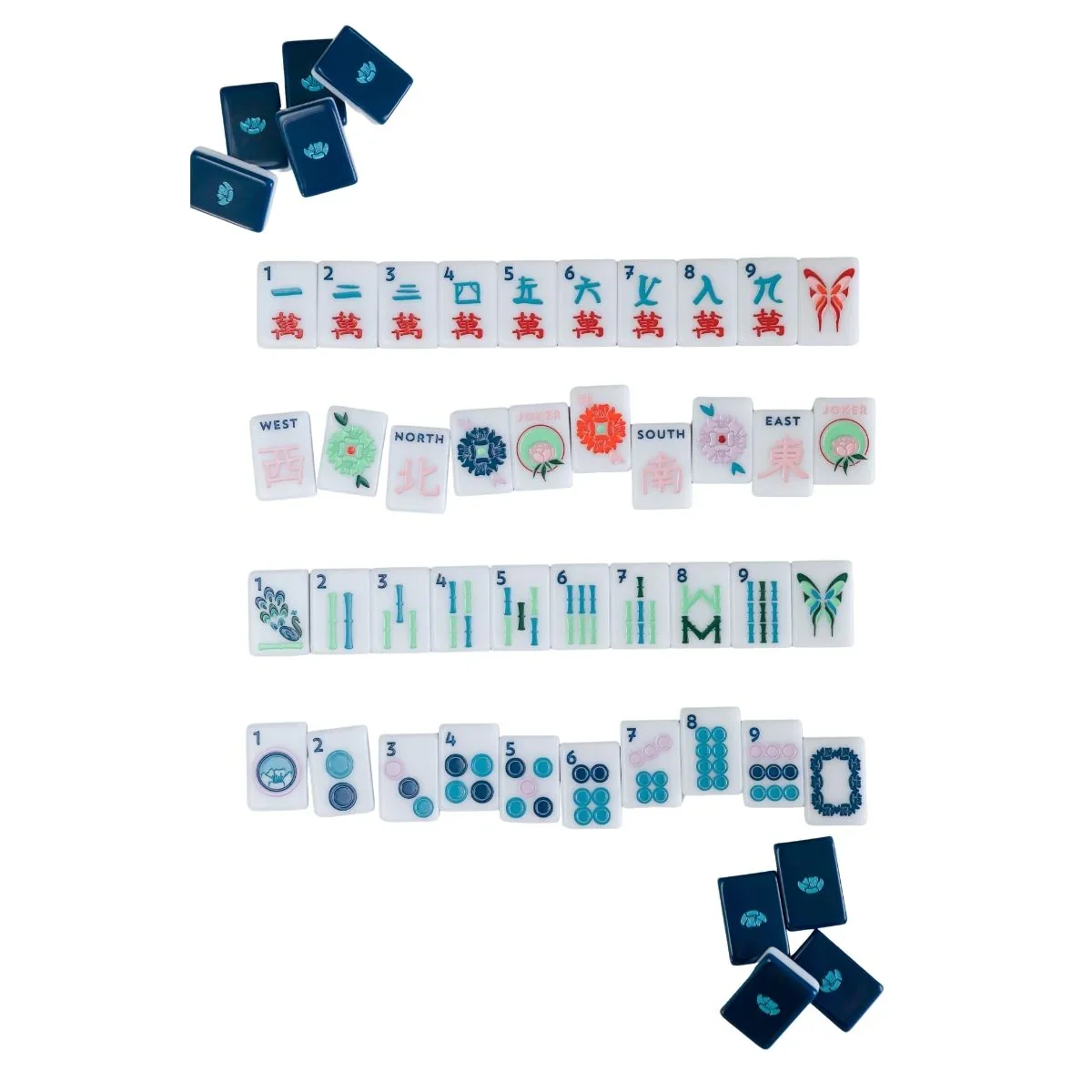 The Mahjong House - The House Tile Set, Blue & White