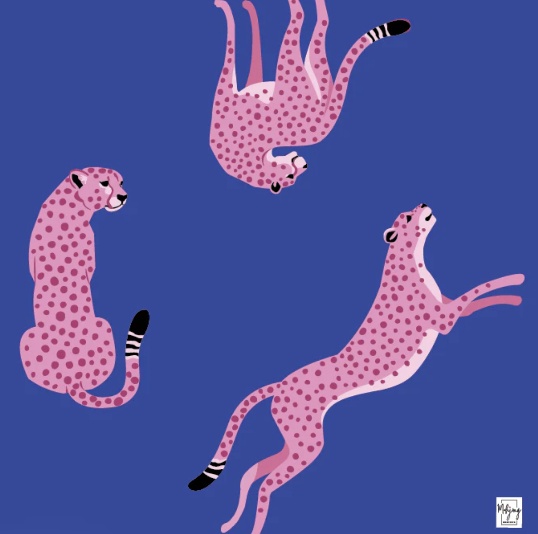 FLIRTY LEOPARDS MAT - COBALT BLUE | Bespoke Mahjong