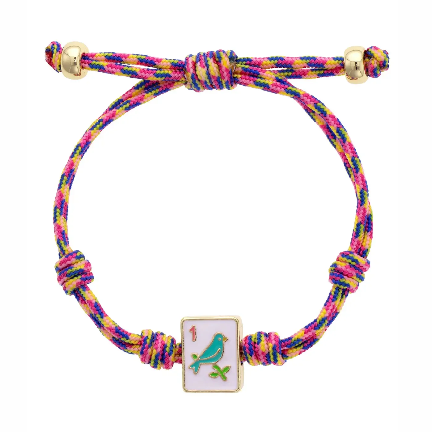 Sparrow Mahjong Tile Paracord Bracelet in Pink Multi | Canvas Style