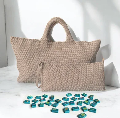 Mahjong Bag - Woven Carryall with Matching Tile Pouch | Peace Love Mahjong