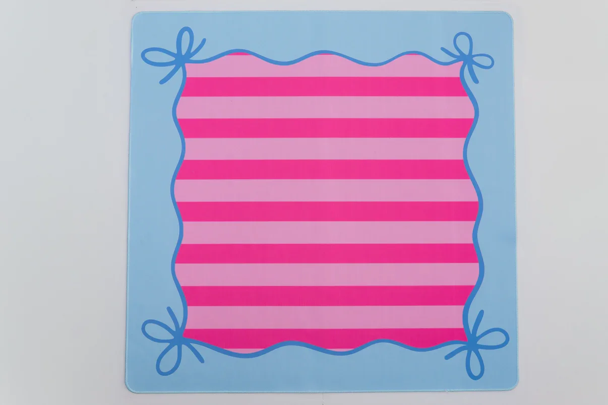 Mahjong Bow Mat - Blue and Pink | The Woodlands Mahjong Society
