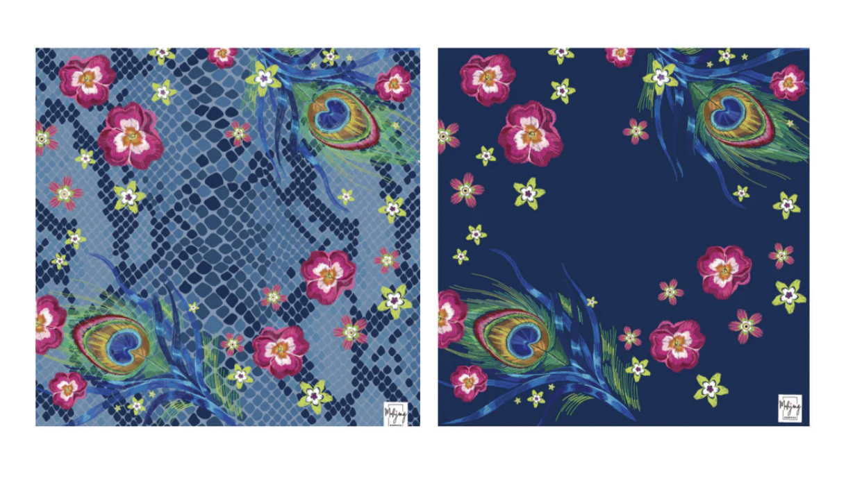 DOUBLE-SIDED MAT | Double the Fun/Darjeeling Peacock Mat | Bespoke