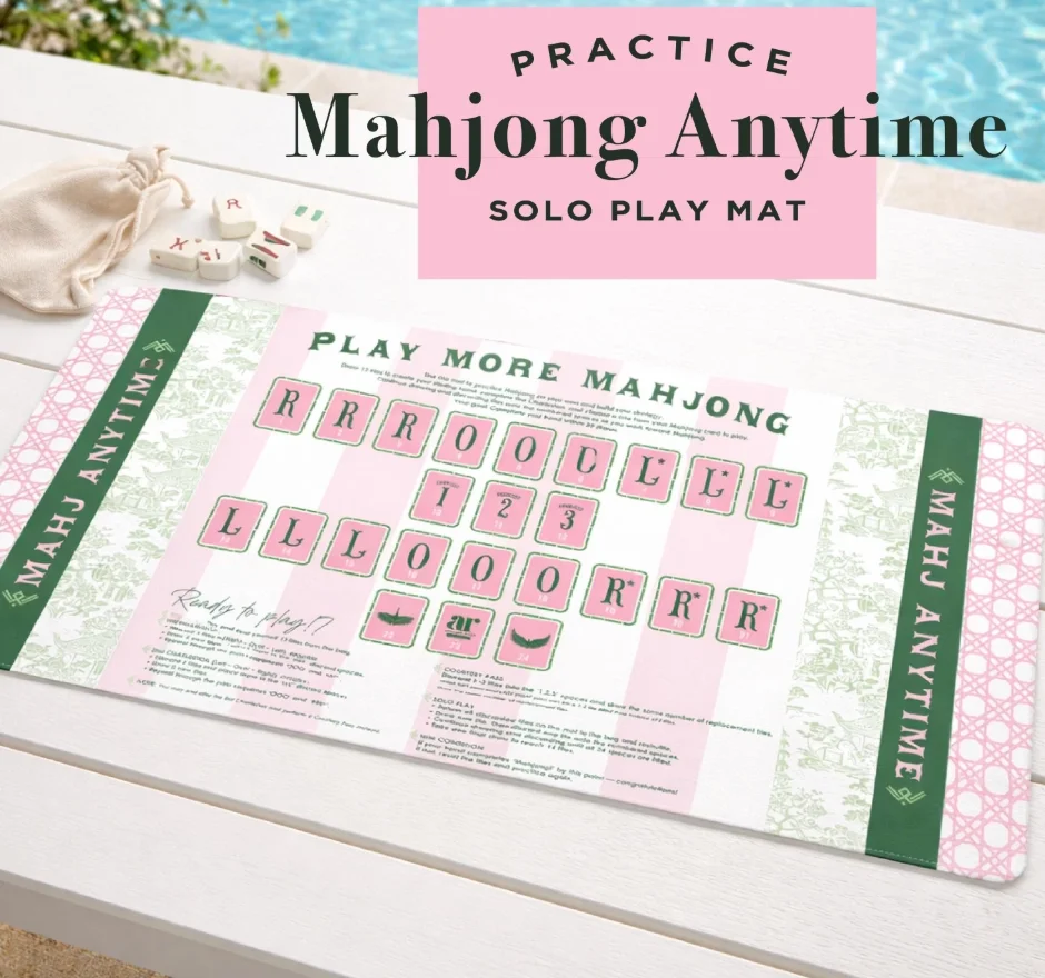Mahjong Practice Mat in Pink Stripe | Anders Ruff Design Co.