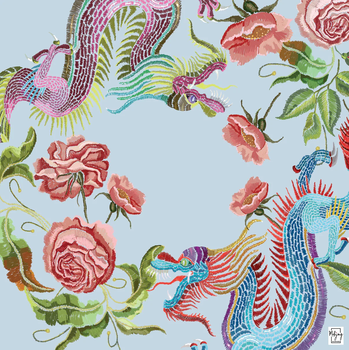 Year of the Dragon Mat - Periwinkle | Bespoke Mahjong