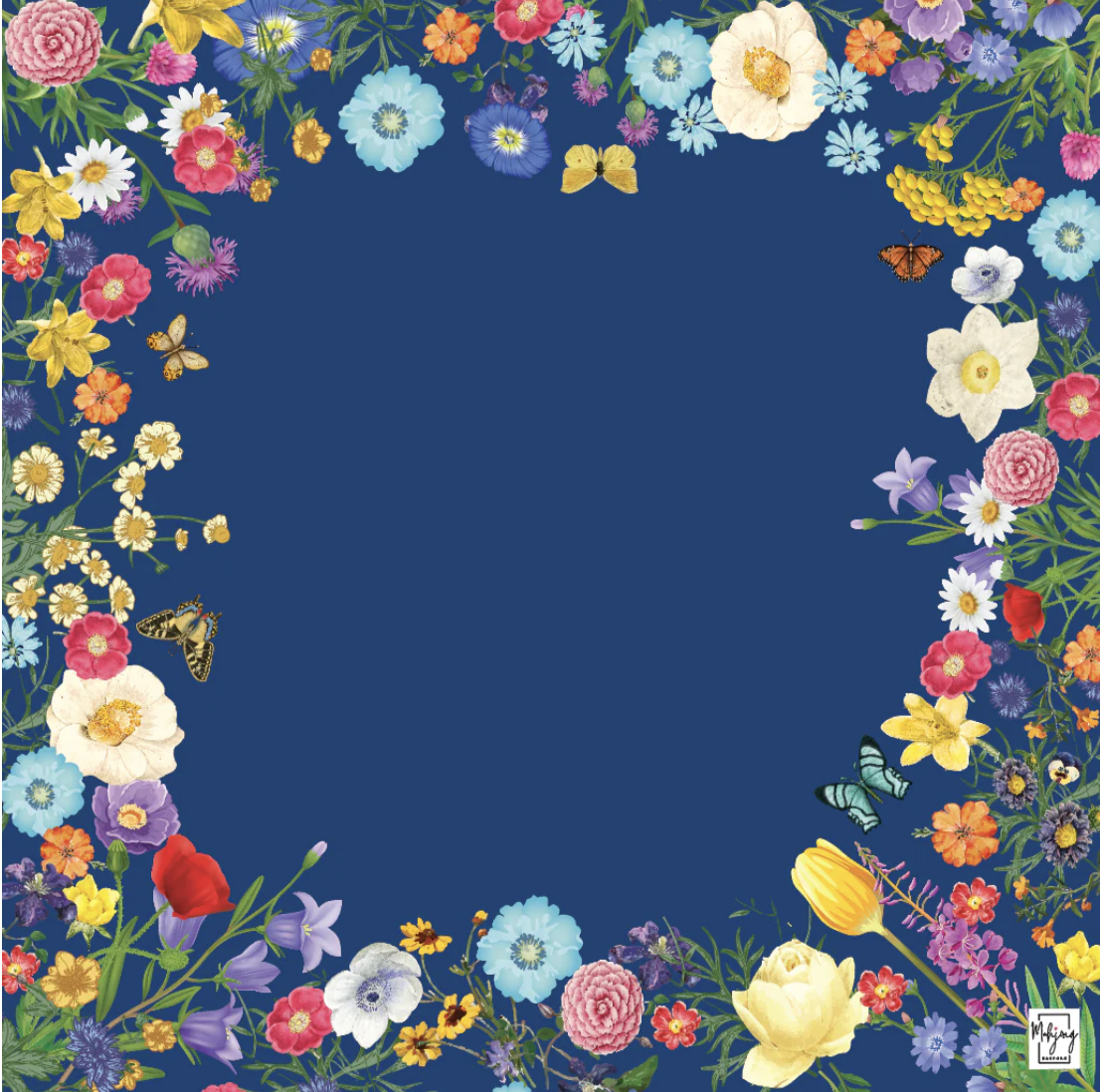 Sapphire Blue Garden Mahjong Mat | Bespoke Mahjong
