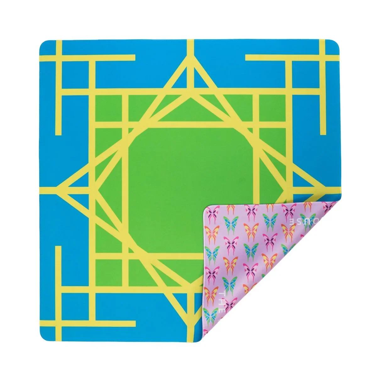 Electric Blue Garden Double-Sided Mahjong Mat | The Mahjong House