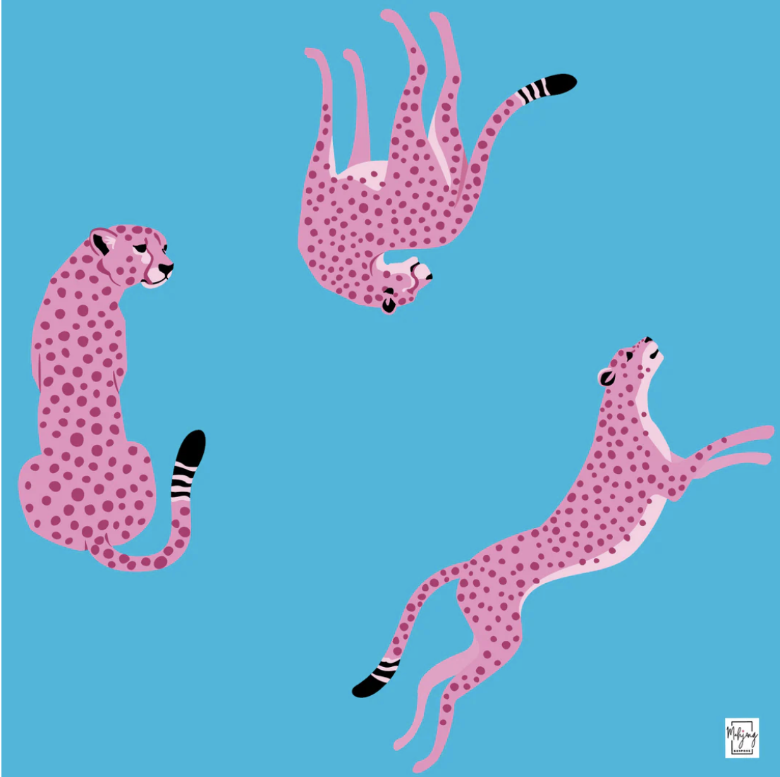 FLIRTY LEOPARDS MAT - VIVID BLUE | Bespoke Mahjong