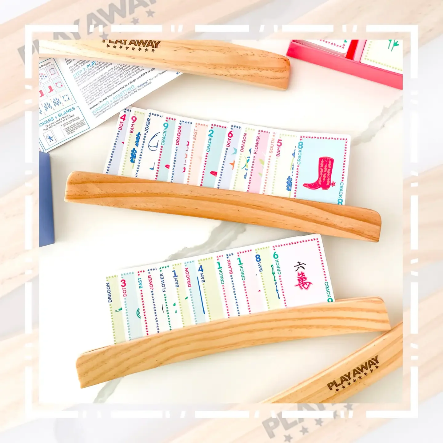 Wooden Card Rack - Set of 4 Playing Card Game Accessory  | Play Away Cards