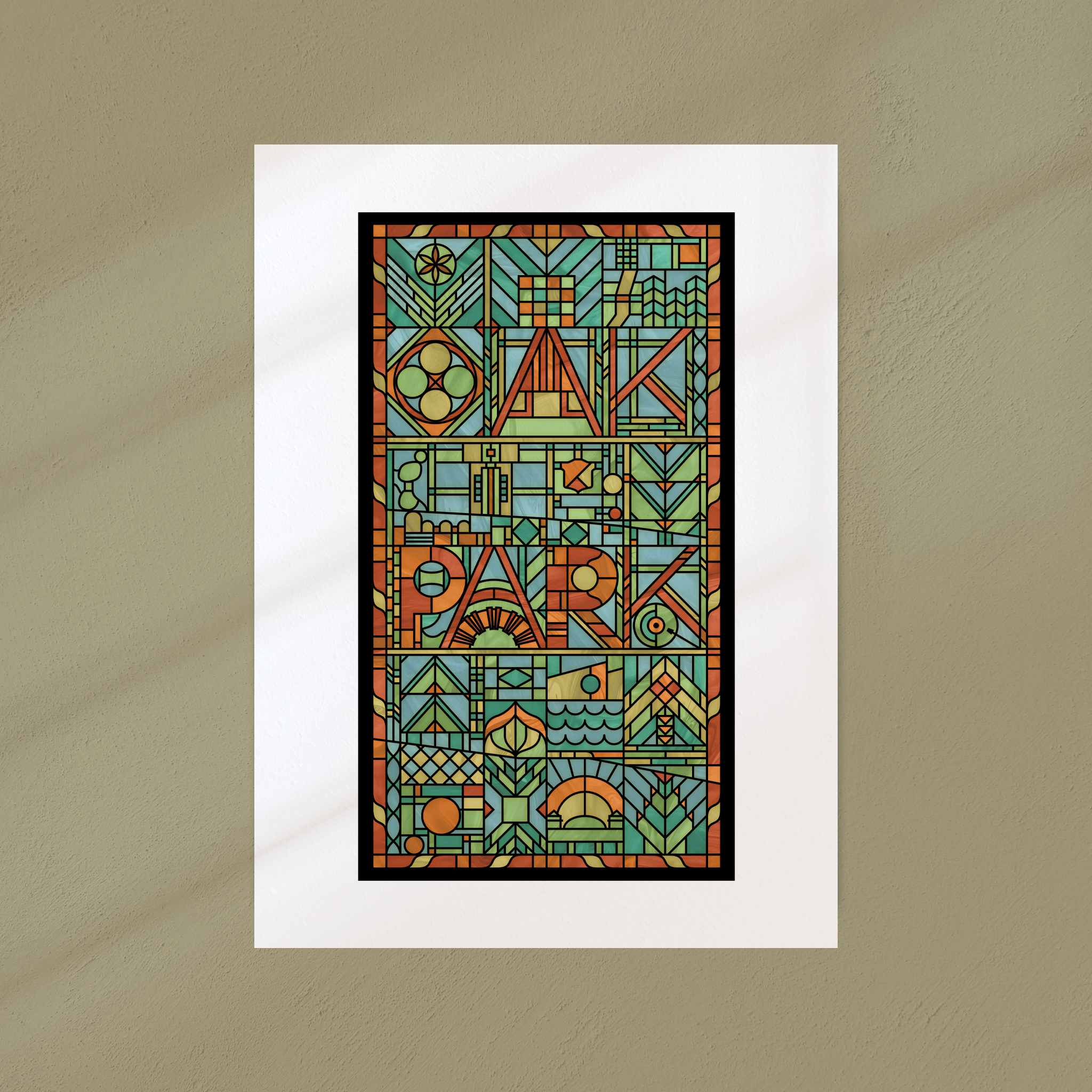 Oak Park Village Map Art Print
