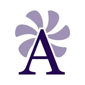 A large purple letter A with stylized purple petals or shapes radiating outward behind it. The Accrual Reality Logo.