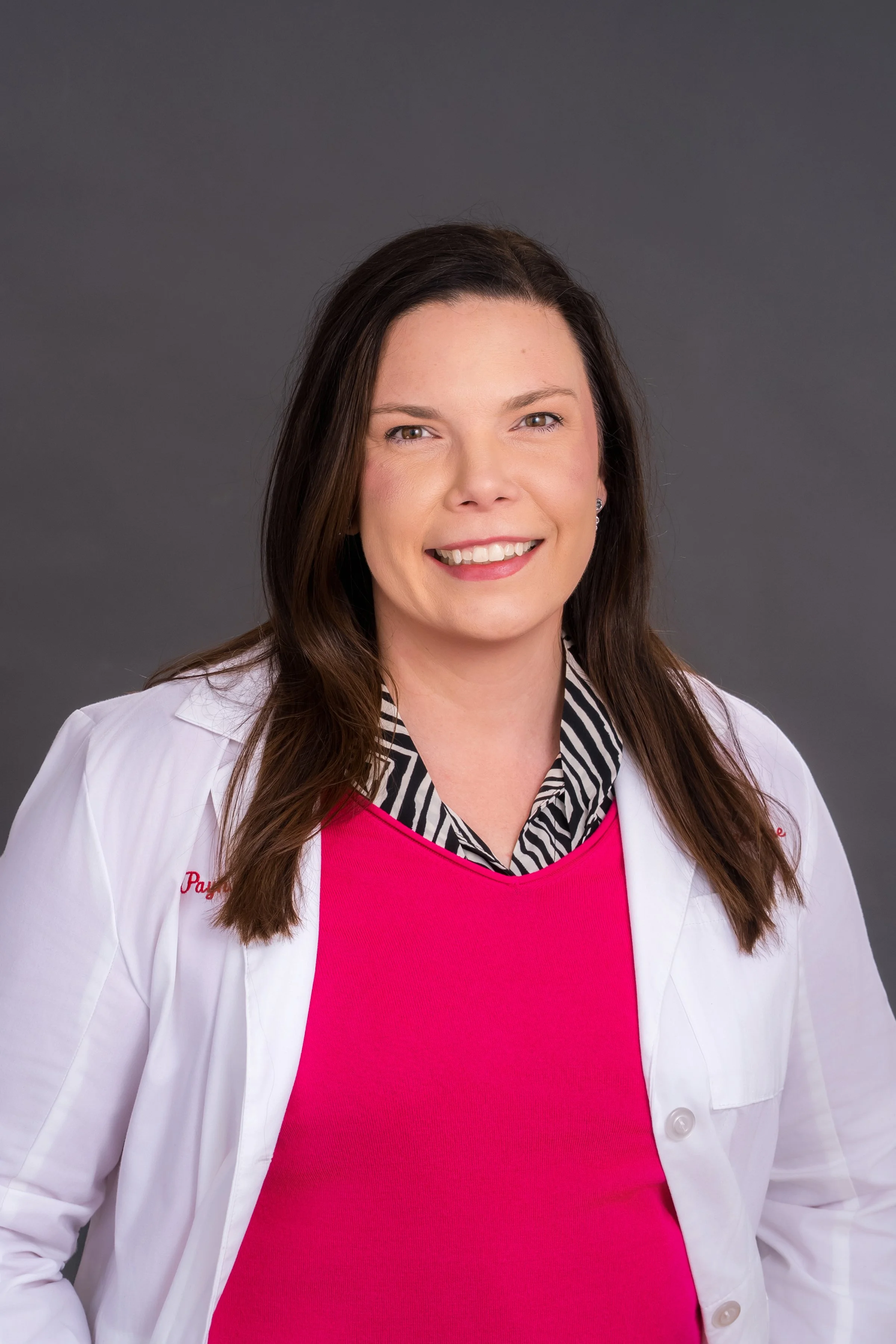 Female EDS specialist physician with zebra print blouse